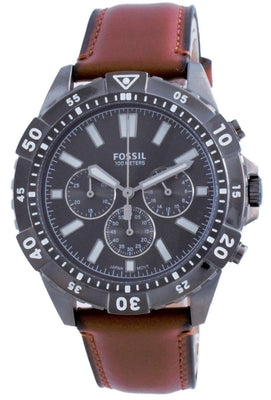 Fossil Garrett Chronograph Black Dial Leather Quartz Fs5770 100m Men's Watch