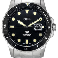 Fossil Blue Dive Style Stainless Steel Black Dial Quartz Fs5952 100m Men's Watch