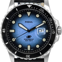 Fossil Blue Dial Black Litehide Leather Strap Quartz Fs5960 100m Men's Watch