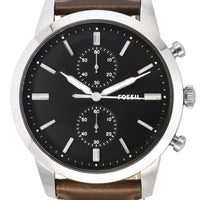 Fossil Townsman Chronograph Brown Litehide Leather Strap Black Dial Quartz Fs5967set Men's Watch With Gift Set