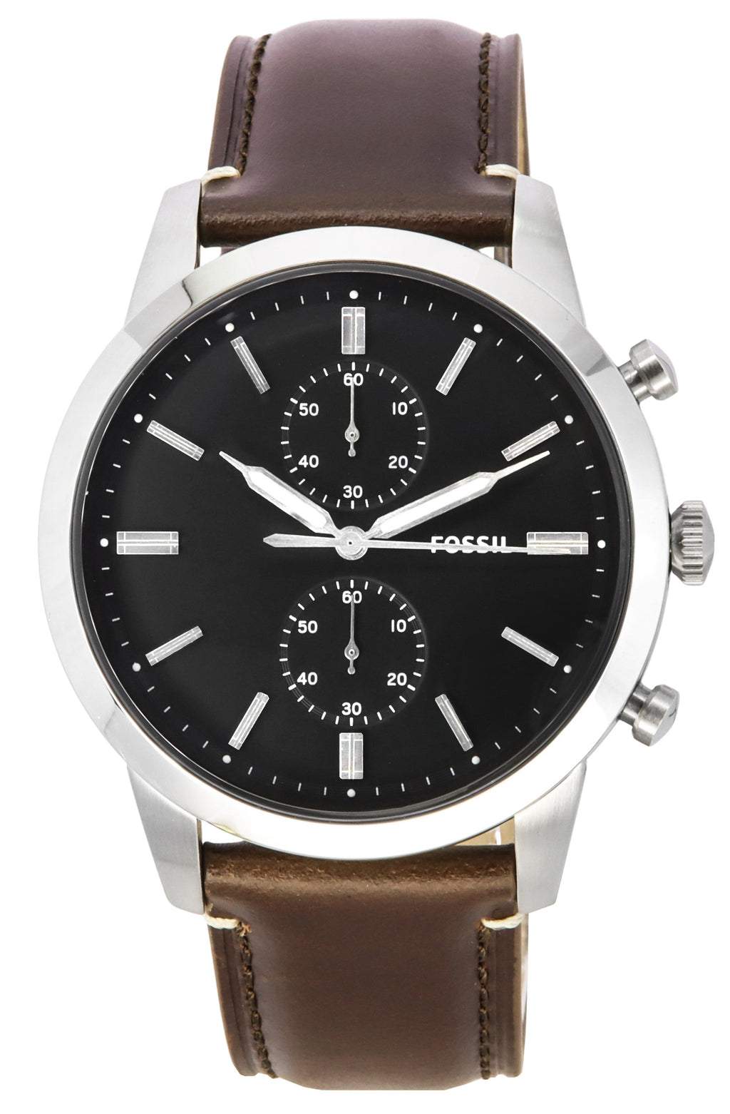 Fossil Townsman Chronograph Brown Litehide Leather Strap Black Dial Quartz Fs5967set Men's Watch With Gift Set