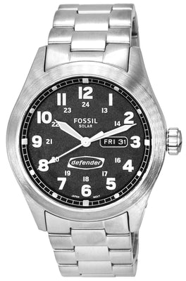 Fossil Defender Solar Powered Stainless Steel Black Dial Fs5976 100m Men's Watch