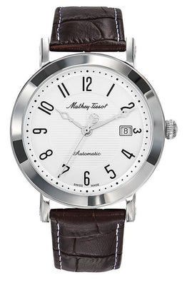 Mathey-tissot City Leather Strap White Dial Automatic Hb611251atag Men's Watch