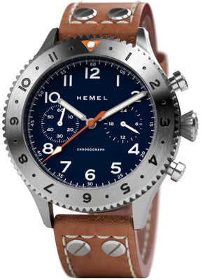 Hemel Hft20 Chronograph Gmt Bezel Navy Blue With Super-luminova Dial Quartz Hf4na 100m Men's Watch