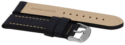 Black Ratio Brand Leather Strap 22mm For Skx007, Skx009, Skx011, Srp497, Srp641