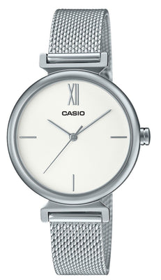 Casio Analog Stainless Steel Silver Dial Quartz Ltp-2024vm-7c Women's Watch With Bangle Set