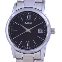 Casio Black Dial Stainless Steel Analog Quartz Ltp-v002d-1b3 Ltpv002d-1 Women's Watch
