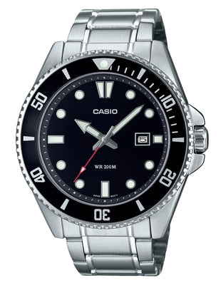 Casio Standard Analog Stainless Steel Black Dial Quartz Mdv-107d-1a1 200m Men's Watch