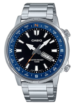 Casio Standard Analog Stainless Steel Black Dial Quartz Mtd-130d-1a2v 100m Men's Watch