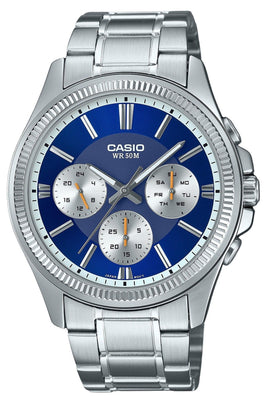 Casio Enticer Analog Stainless Steel Blue Dial Quartz Mtp-1375d-2a1 Men's Watch