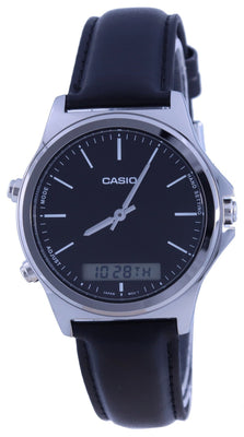 Casio Analog Digital Black Dial Leather Strap Mtp-vc01l-1e Mtpvc01l-1 Men's Watch