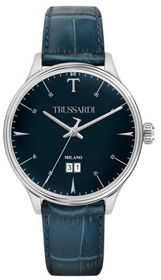 Trussardi T-complicity Blue Dial Leather Strap Quartz R2451130001 Men's Watch