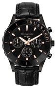 Trussardi T-logo Black Dial Leather Strap Quartz R2451143003 Men's Watch