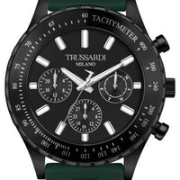 Trussardi T-logo Tachymeter Black Dial Silicon Strap Quartz R2451148002 Men's Watch