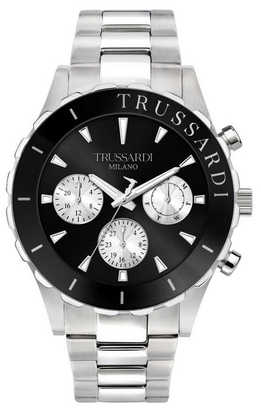 Trussardi T-logo Black Dial Stainless Steel Quartz R2453143004 100m Men's Watch