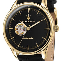 Maserati Tradizione Leather Strap Black Dial Automatic R8821146001 100m Men's Watch