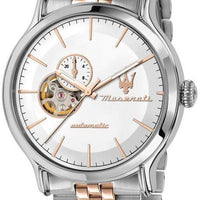 Maserati Epoca Two Tone Stainless Steel Open Heart White Dial Automatic R8823118008 100m Men's Watch