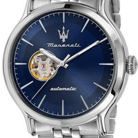 Maserati Epoca Stainless Steel Open Heart Blue Dial Automatic R8823118009 100m Men's Watch
