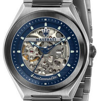Maserati Triconic Skeleton Blue Dial Stainless Steel Quartz R8823139001 100m Men's Watch