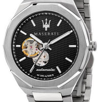 Maserati Stile Open Heart Black Dial Stainless Steel Automatic R8823142002 100m Men's Watch