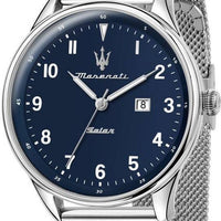 Maserati Tradizione Stainless Steel Mesh Blue Dial Solar R8851146002 100m Men's Watch