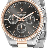 Maserati Competizione Two Tone Stainless Steel Black Multifunction Dial Quartz R8853100020 100m Men's Watch