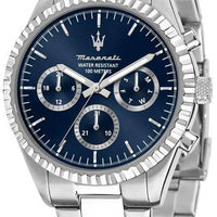 Maserati Competizione Stainless Steel Blue Multifunction Dial Quartz R8853100022 100m Men's Watch