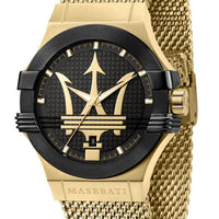 Maserati Potenza Gold Tone Stainless Steel Black Dial Quartz R8853108006 100m Men's Watch