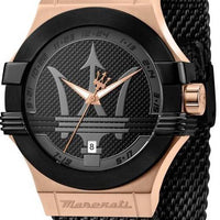 Maserati Potenza Stainless Steel Mesh Black Dial Quartz R8853108010 100m Men's Watch