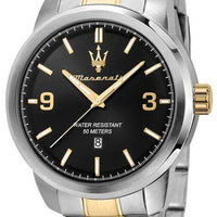 Maserati Successo Two Tone Stainless Steel Black Dial Quartz R8853121009 Men's Watch