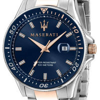 Maserati Sfida Blue Dial Two Tone Stainless Steel Quartz R8853140003 100m Men's Watch
