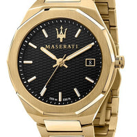 Maserati Stile Gold Tone Stainless Steel Black Dial Quartz R8853142004 100m Men's Watch