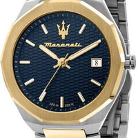 Maserati Stile Two Tone Stainless Steel Blue Dial Quartz R8853142007 100m Men's Watch