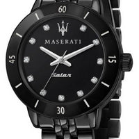 Maserati Successo Crystal Accents Black Dial Solar R8853145501 Women's Watch