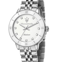 Maserati Successo Crystal Accents Stainless Steel White Dial Solar R8853145515 Women's Watch