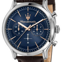 Maserati Epoca Chronograph Blue Dial Leather Strap Quartz R8871618014 100m Men's Watch