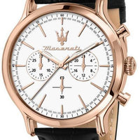 Maserati Epoca Chronograph Leather Strap White Dial Quartz R8871618016 100m Men's Watch
