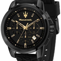 Maserati Successo Chronograph Silicone Strap Black Dial Quartz R8871621011 Men's Watch
