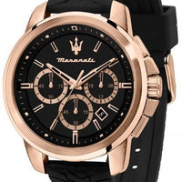 Maserati Successo Chronograph Silicone Strap Black Dial Quartz R8871621012 Men's Watch
