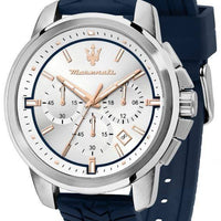 Maserati Successo Chronograph Silicone Strap Silver Dial Quartz R8871621013 Men's Watch