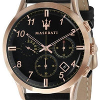 Maserati Ricordo Chronograph Leather Strap Black Dial Quartz R8871625004 Men's Watch