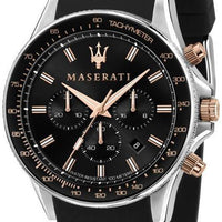 Maserati Sfida Chronograph Silicone Strap Black Dial Quartz R8871640002 100m Men's Watch