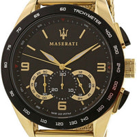 Maserati Traguardo Chronograph Gold Tone Stainless Steel Black Dial Quartz R8873612010 100m Men's Watch