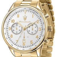 Maserati Tradizione Gold Tone Chronograph White Dial Quartz R8873646003 100m Men's Watch