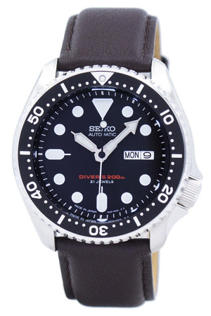 Seiko Automatic Diver's Ratio Dark Brown Leather Skx007j1-ls11 200m Men's Watch