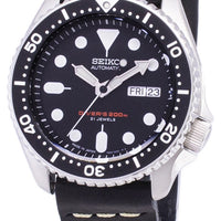 Seiko Automatic Skx007j1-ls14 Diver's 200m Japan Made Black Leather Strap Men's Watch