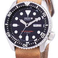 Seiko Automatic Skx007j1-ls18 Diver's 200m Japan Made Brown Leather Strap Men's Watch