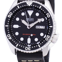 Seiko Automatic Skx007k1-ls14 Diver's 200m Black Leather Strap Men's Watch