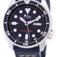 Seiko Automatic Skx007k1-ls15 200m Dark Blue Leather Strap Men's Watch