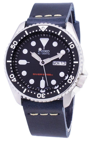 Seiko Automatic Skx007k1-ls15 200m Dark Blue Leather Strap Men's Watch